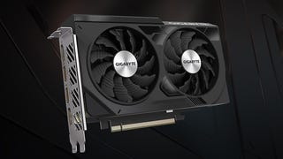 The Gigabyte GeForce RTX 4060 Windforce OC graphics card on a dark background.